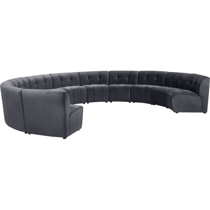 Jedson Velvet Sectional Symmetrical, Grey Velvet