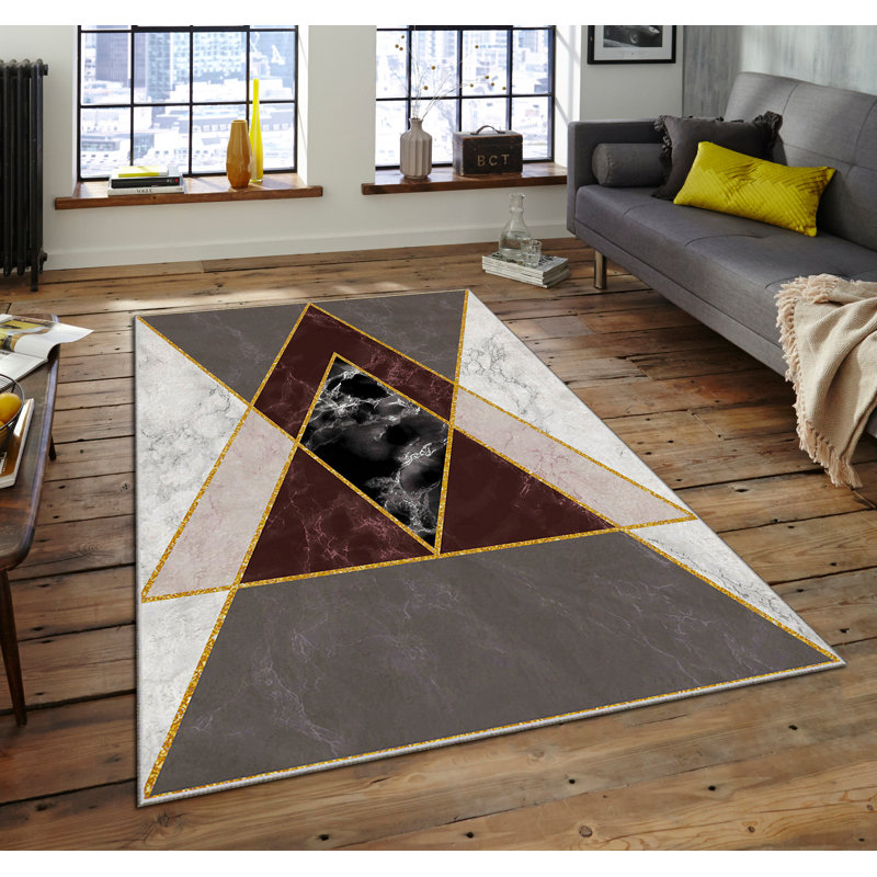 Luxurious Velvet Area Rug, 4.6 x 7.2 Feet | 100% Polyester, 740 g/m² | Non-Slip Felt Dot Underside, Machine Washable | Digital Print Design, Easy to Clean, Perfect for Living Room & Bedroom Décor