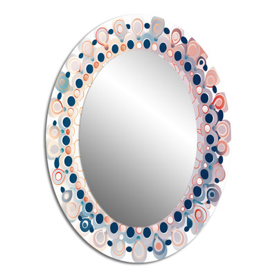 Boho Mandala en miroir rétro bleu et orange - Bohème