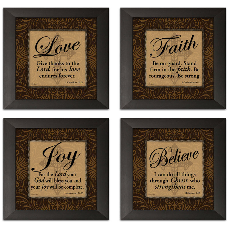 " Classic Religious Quotes " by Todd Williams 4 - Pieces, Black Framed Paper, 14" H x 14" W