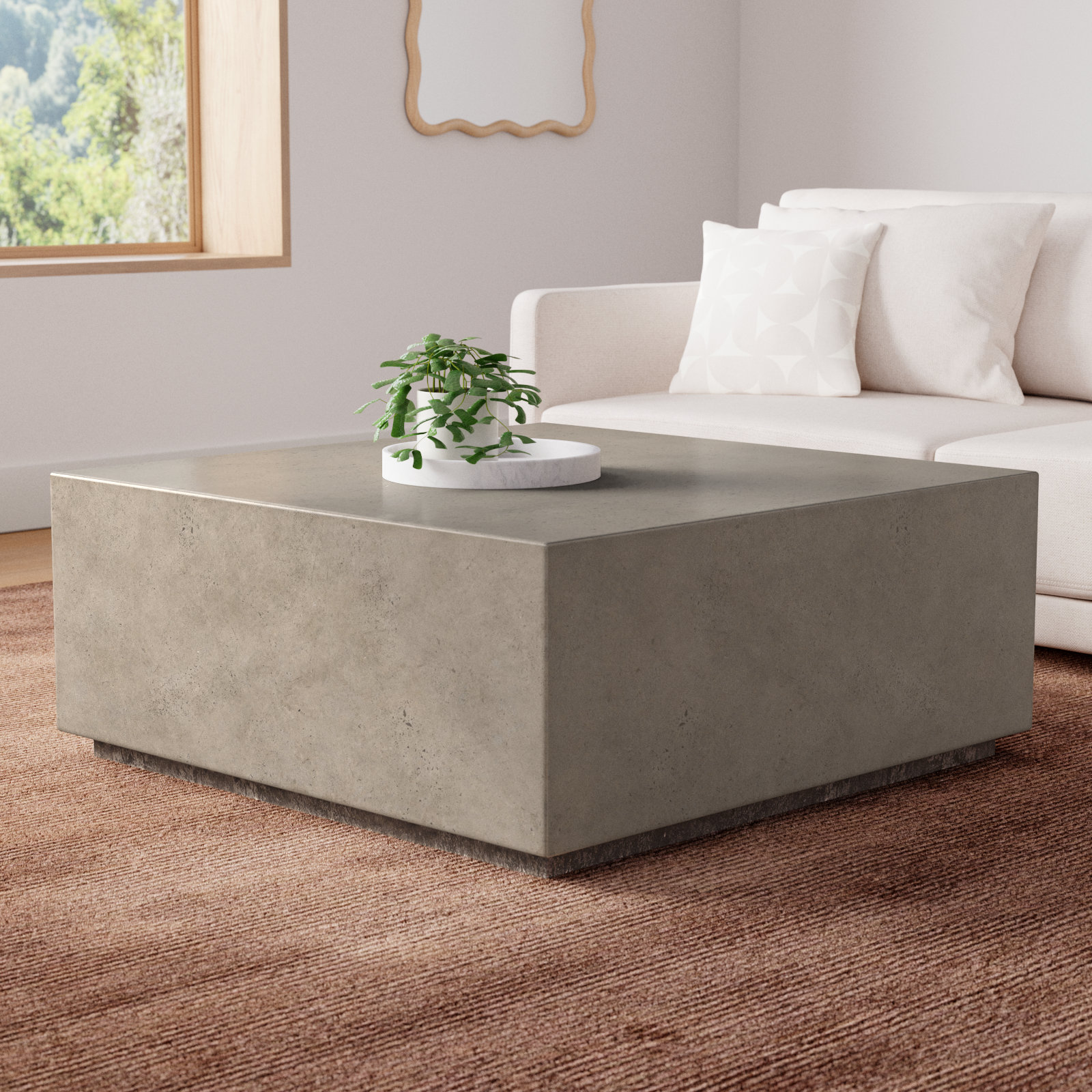 Kareen Square Coffee Table, Dark Gray, 16.5" H x 39.5" W x 39.5" D
