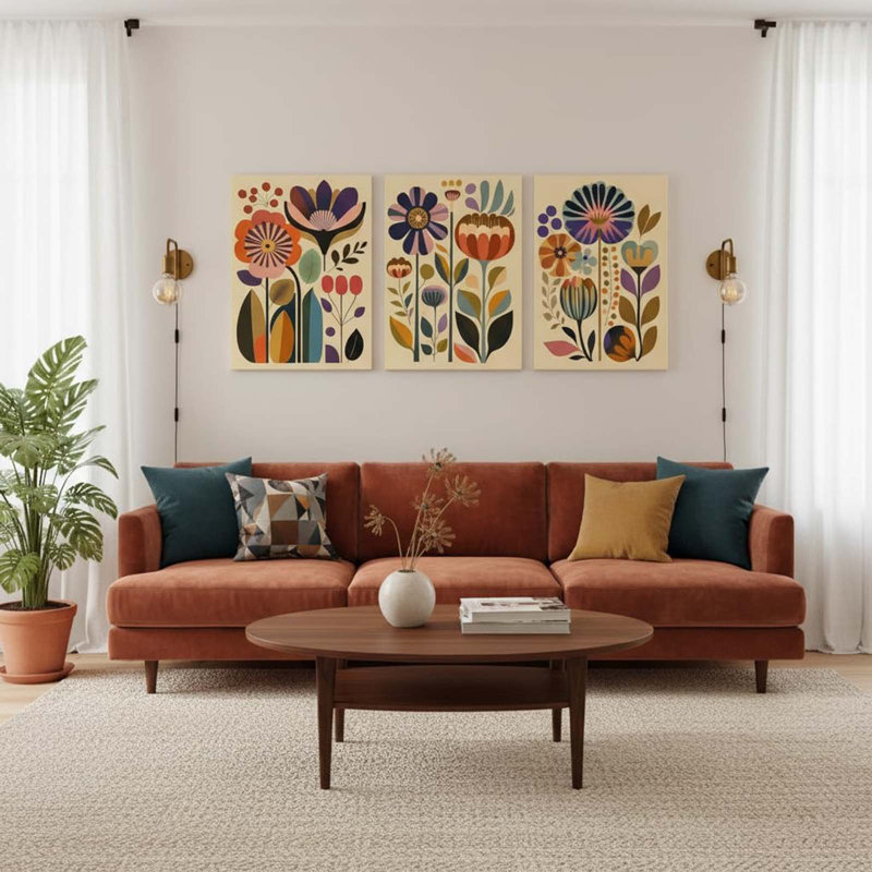 3 Piece Wrapped Canvas Print, 40cm H x 90cm W