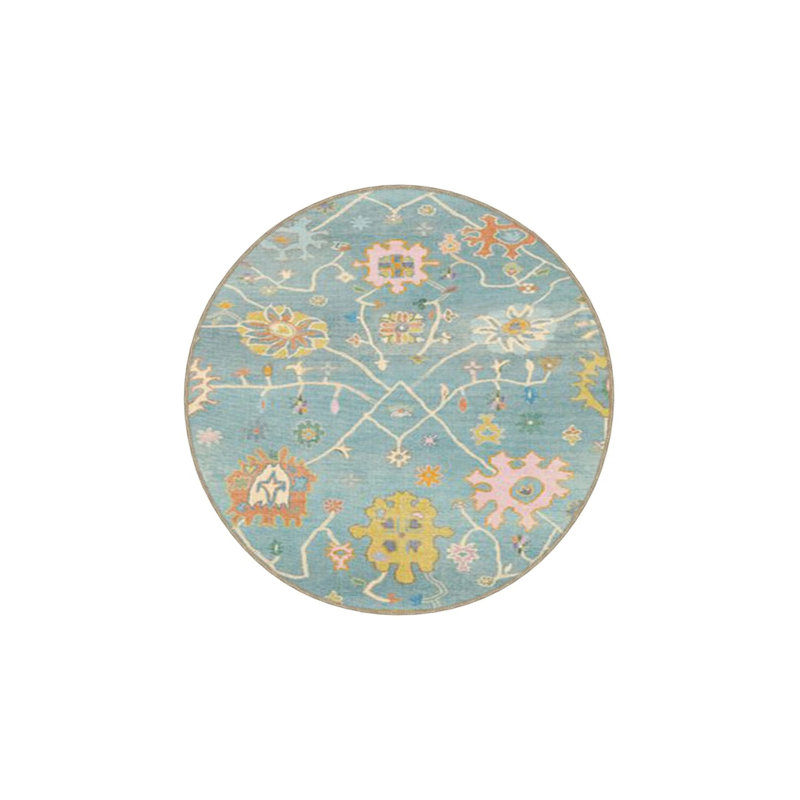 Pink Framed Botanical Patterned Washable Woven Base Carpet, Rectangle 3'4" x 5'