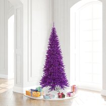 Purple Christmas Decor 16k Realistic Green Christmas Tree Gray