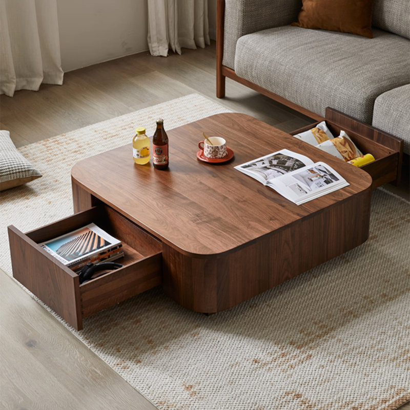 Modern minimalist square solid wood coffee table