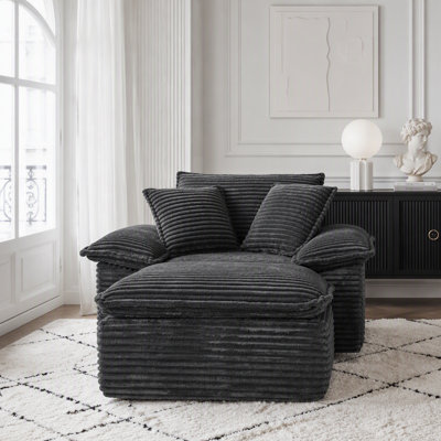 Fauteuil surdimensionné avec repose-pieds, assise profonde et assemblage sans outil