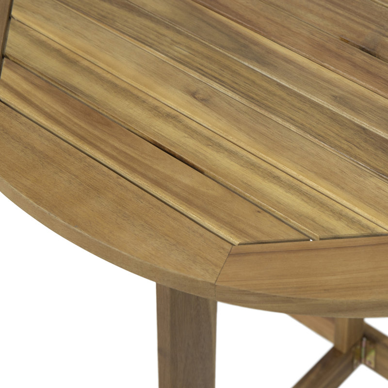 Natural Wood Table, Half-Round Shape, Foldable Function Bistro Design For Easy Space Management