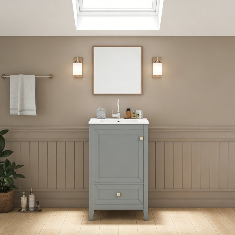 20" Bathroom Vanity with Sink, Gray, Single-Hole