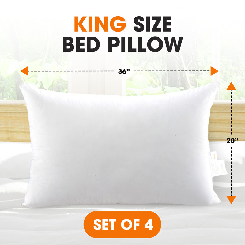King Size White Hypoallergenic Polyester Pillows Set of 2