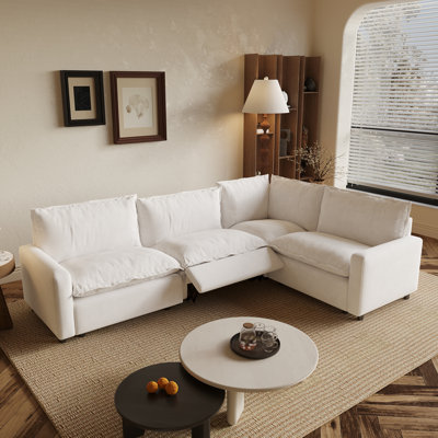 Canapé modulaire 4 pièces, canapé inclinable électrique en tissu avec coussin chauffant