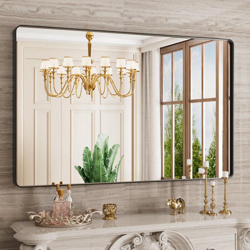 Miroir de salle de bain Corvetta, 48 po x 30 po, Noir mat