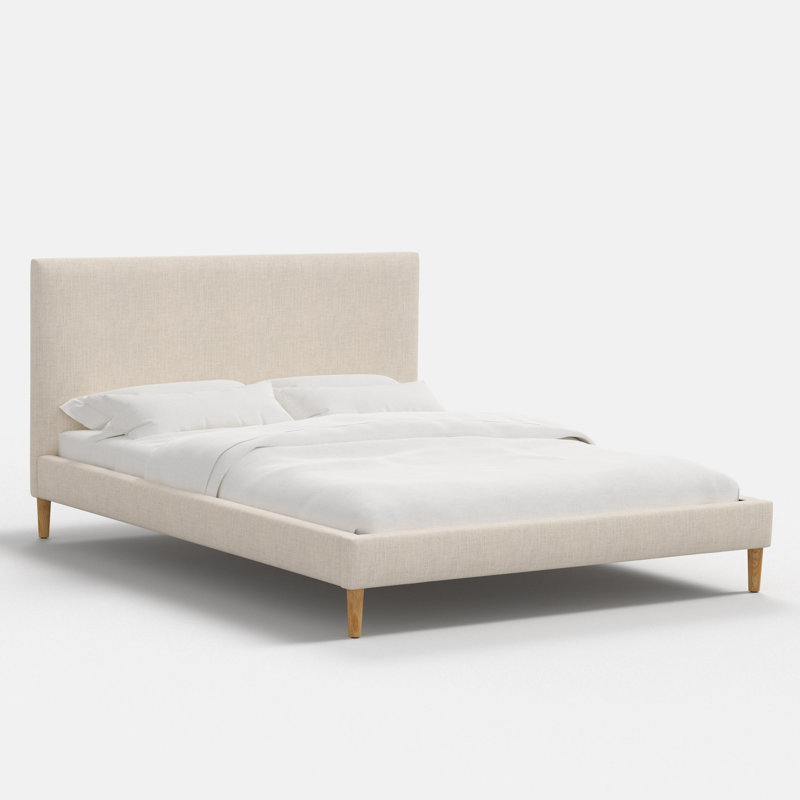 Heylen Avery Platform Bed, Queen, Beige Linen Sandstone