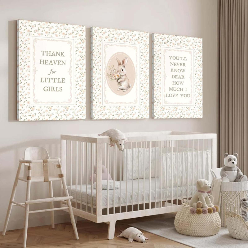 Pink Baby Girl Nursery Wall Art Quote Nursery Wall Decor Cute Rabbit Picture Painting You'll Never Know Dear Poster Print Artwork For Baby Room Girl Room Kids Room Playroom Decoration 12X16 Inch