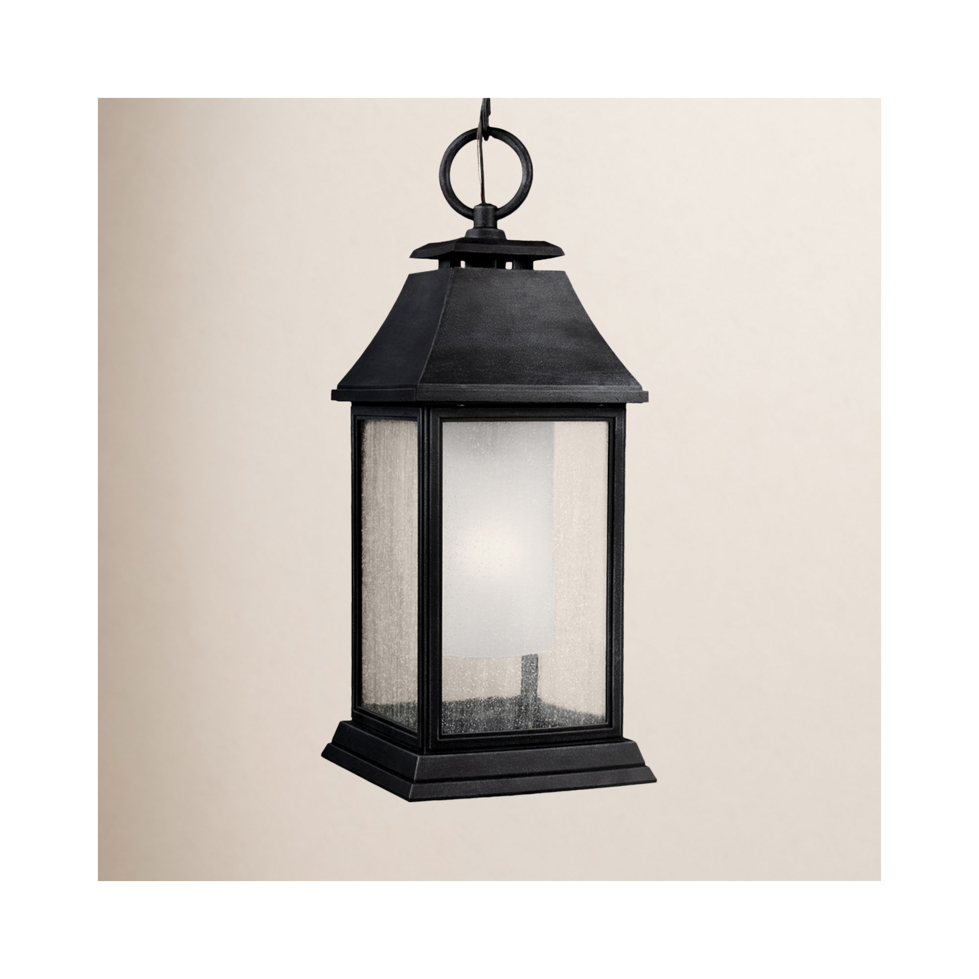 Nisbet Seeded Outdoor Stonestrong Hanging Lantern, Dark Weathered Zinc