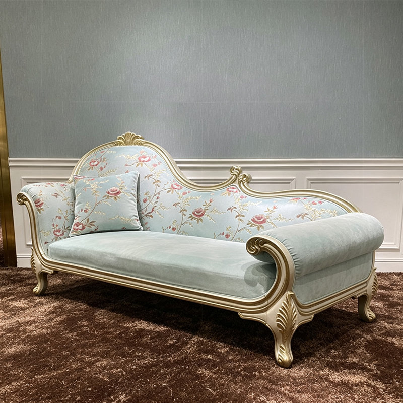 Fauteuil de princesse de 70,87 po en bois massif vert de style français