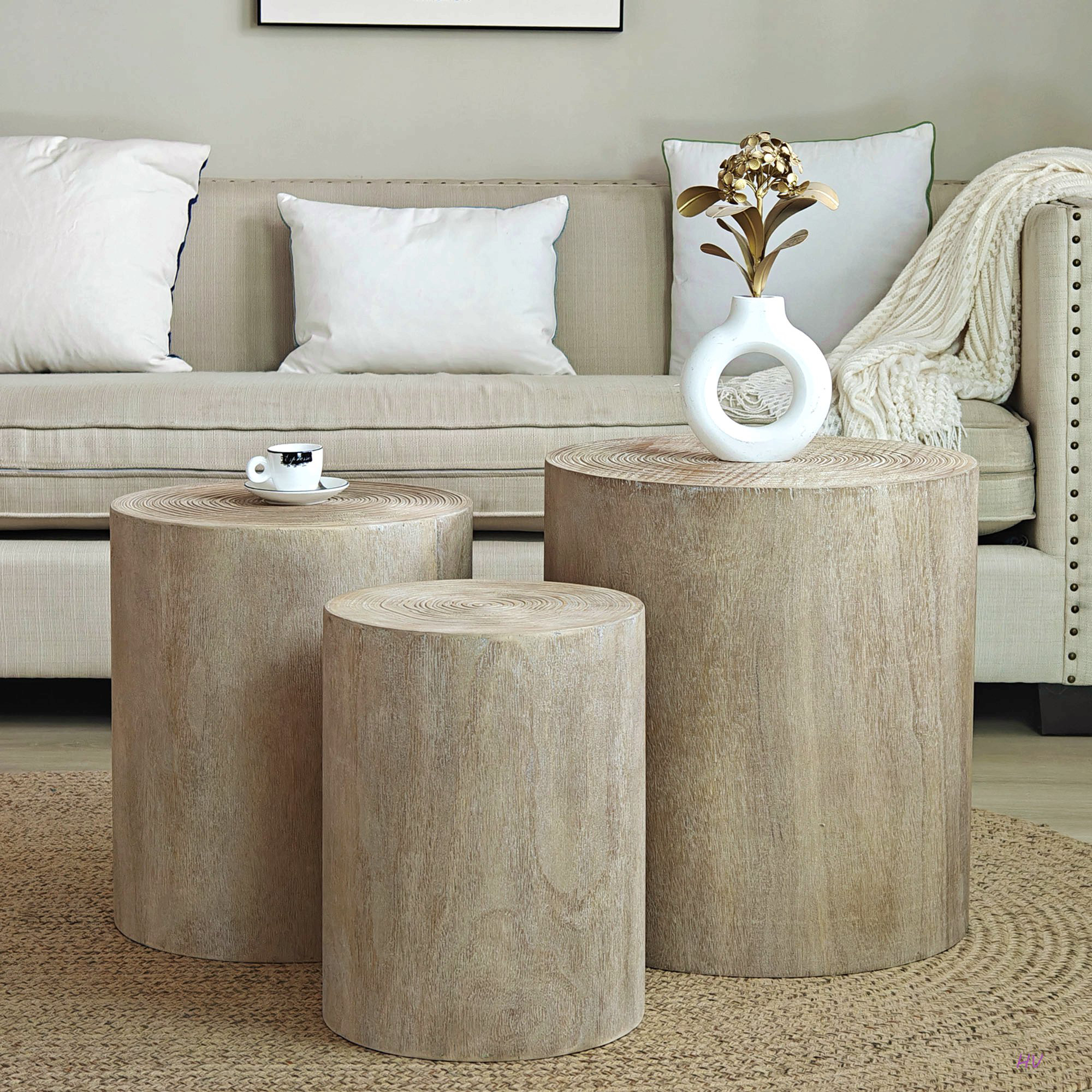 Dakota Fields Set Of 3, Rounded Coffee Tables, End Tables, Plant Stands ...