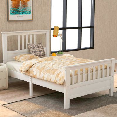 Platform Bed Of Wood With Headboard And Footboard, Twin -  Red Barrel StudioÂ®, 321013E1A0784843A2F496A976E85E99