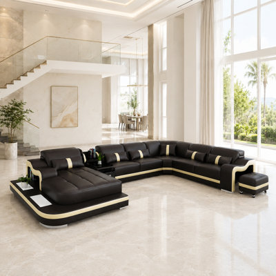 Lloydene 5 - Piece Slipcovered Leather Sectional