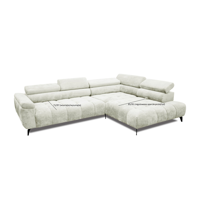Temecia 3 Seater Corner Sofa , White, Right Hand Facing