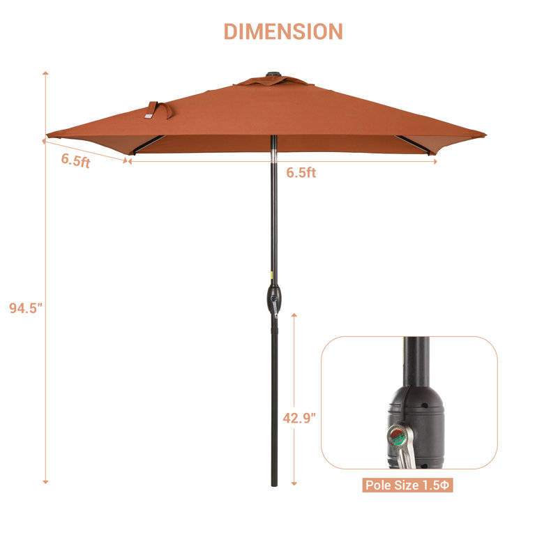 Parasol de marché carré Rinesh, Orange