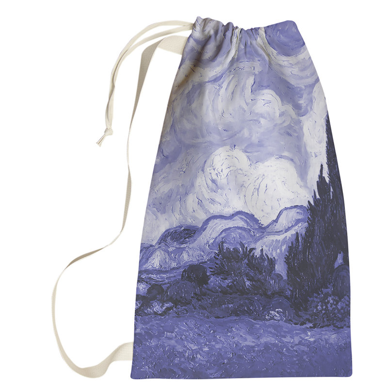 Sac à linge Browerville Wheatfield with Cypresses, Petit (H 64 po x l 20 po x P 1,5 po), Bleu