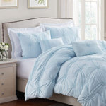 Floral Pintuck 3PC Comforter Set, Soft Microfiber, Pastel Colors, Lightweight Bedding Set