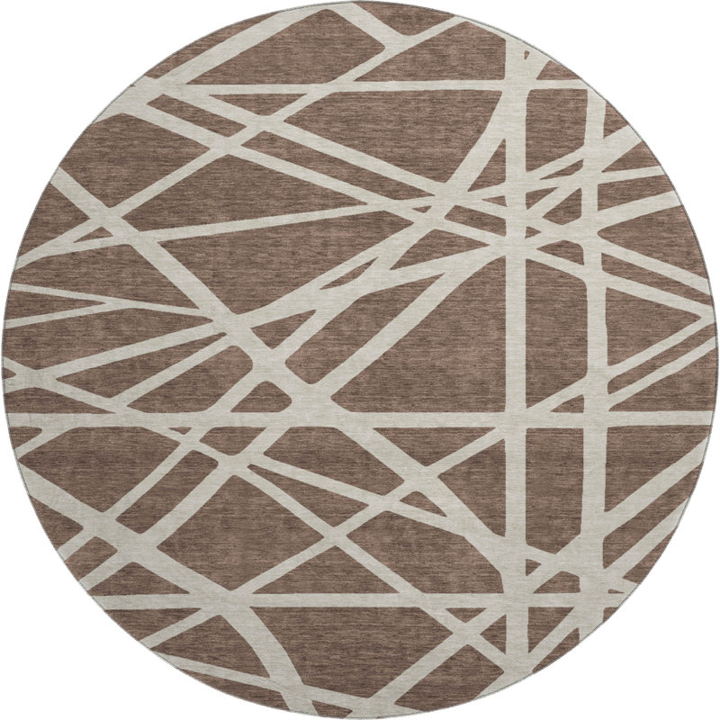 Tapis géométrique de qualité supérieure lavable à la machine Cossette AMF1040, Rond 8 pi
