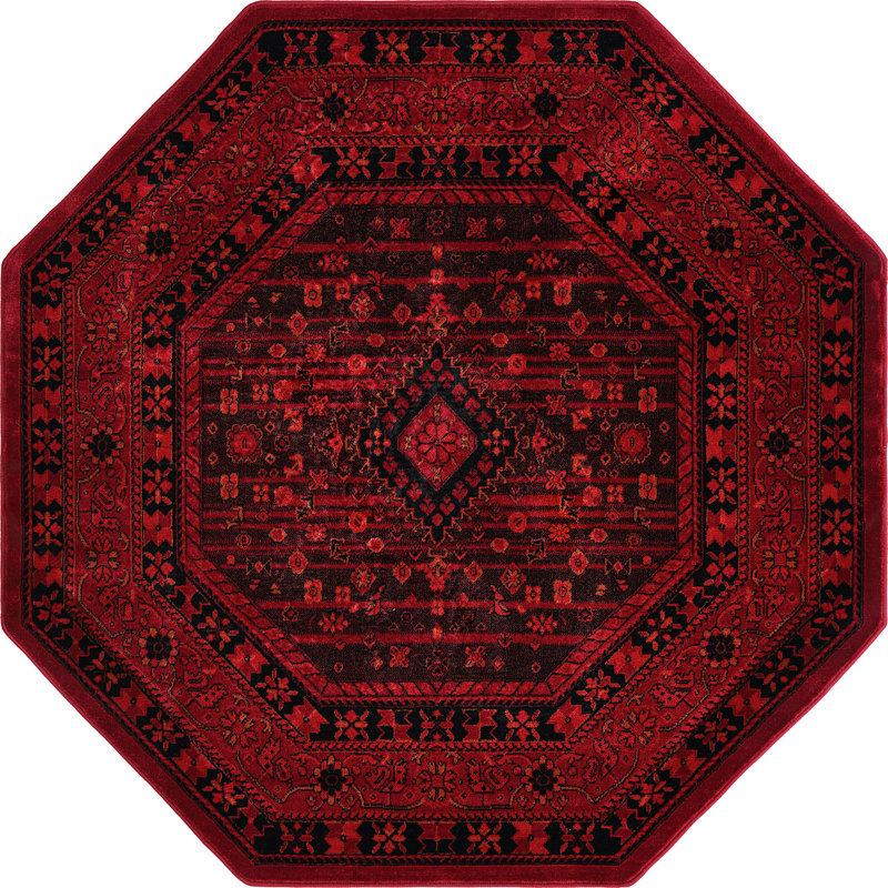 Tapis oriental en mélange rouge, Octogone 5 pi
