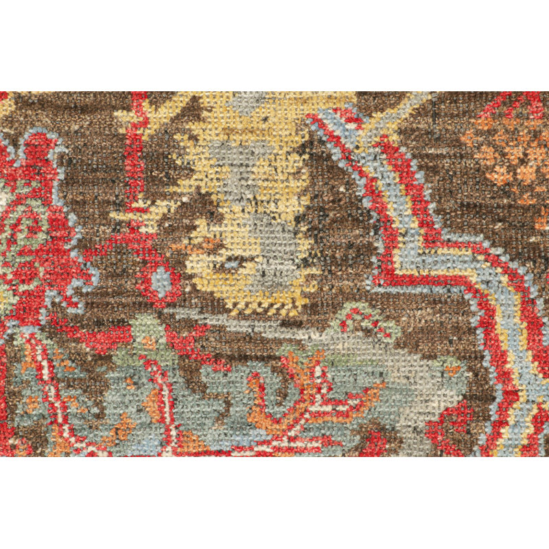 Burano Hand Knotted Wool Floral Area Rug, Rectangle 5' x 7'