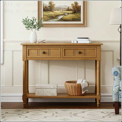 Traditional Console Table with Two Drawers and Bottom Shelf