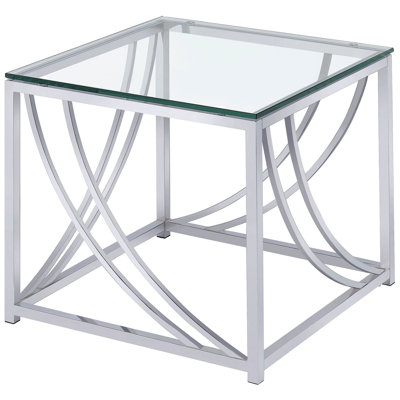 Chrome Square Glass Top End Table