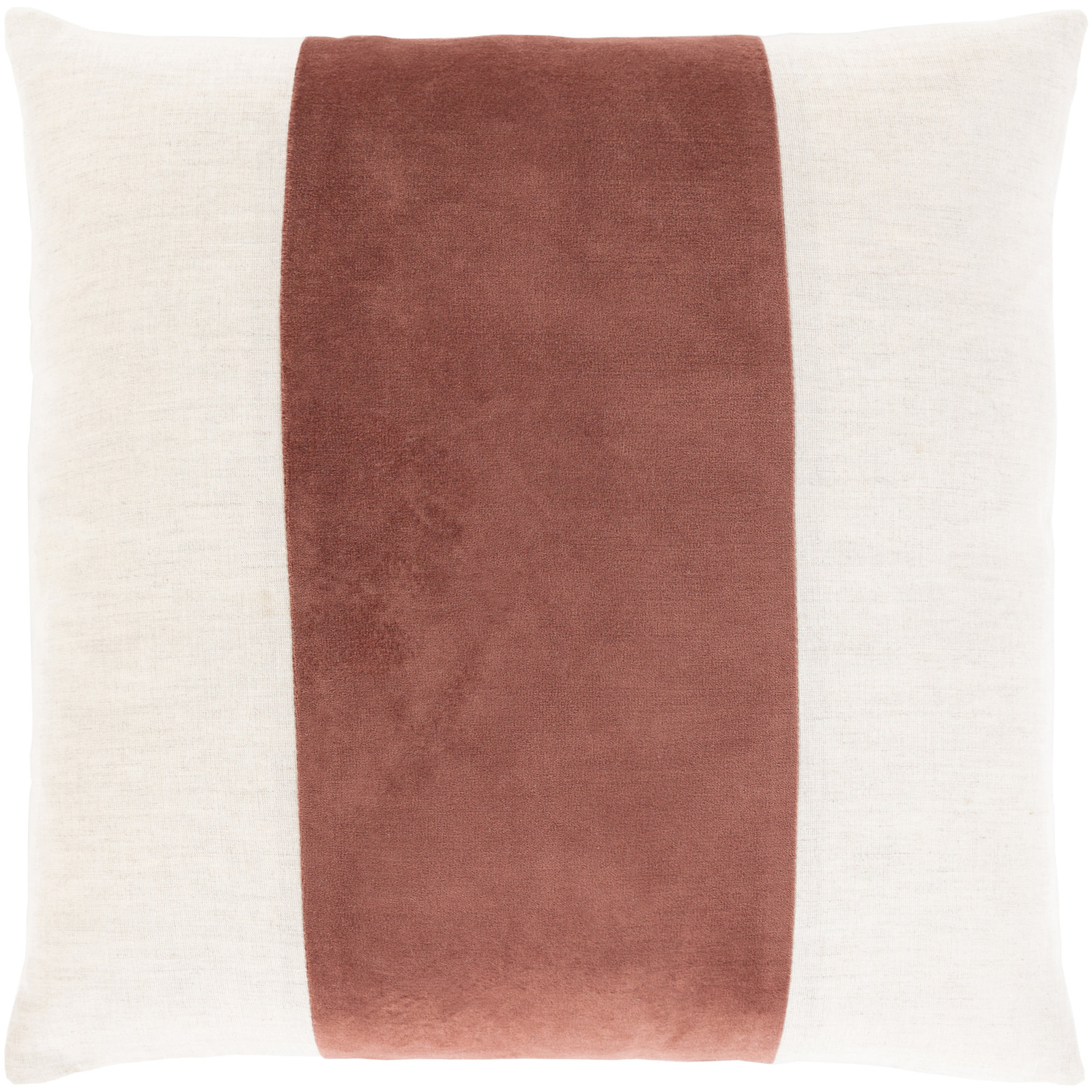 Kat Striped Cotton Throw Pillow, Brick Red/Light Beige, 18" x 18", Pillow Cover Only - No Insert
