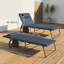 Outsunny Folding Sun Loungers Set of 2 Headrest Side Pocket Dark Blue