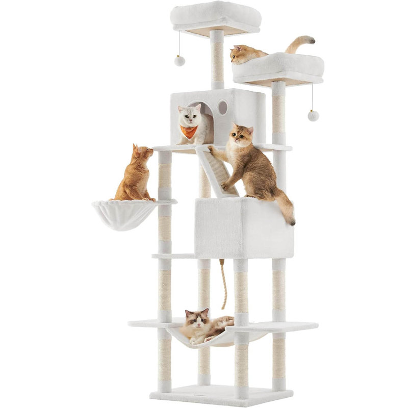 206cm H Cat Tree, Cream White