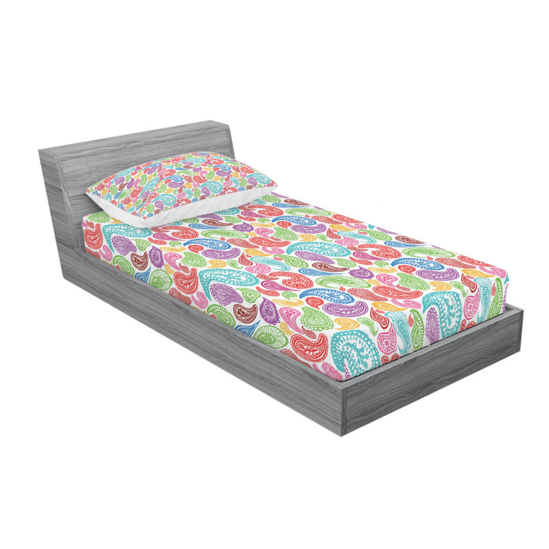Microfiber Floral Sheet Set, Twin XL Sheet Set with 1 Pillowcase, Paisley 11