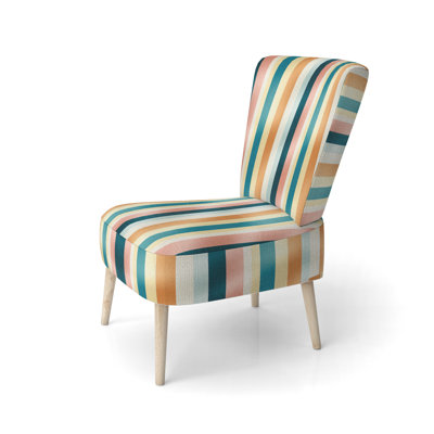 Retro Revival Striped Pattern - Upholstered Modern Side Chair, Striped Pattern Accent Chair