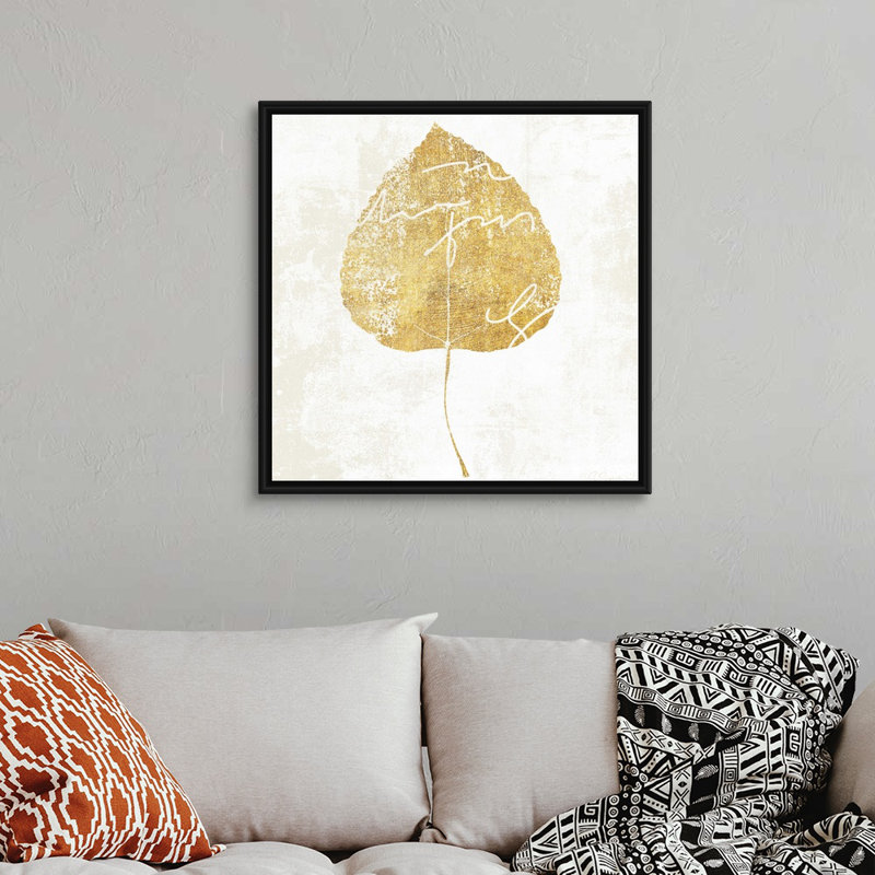 «Bronzed Leaf II», art mural sur toile, H 32 po x l 32 po, Toile avec cadre noir