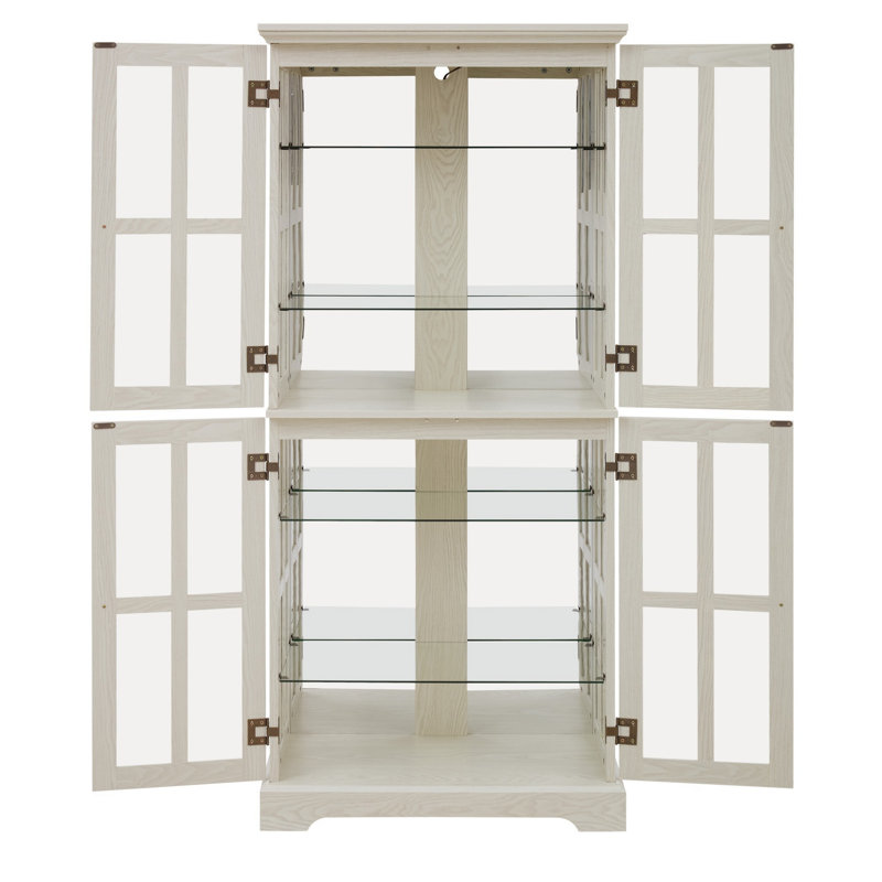 Bookcase, Display Cabinet With Adjustable Shelves And Glass Doors For Home Or Office, White