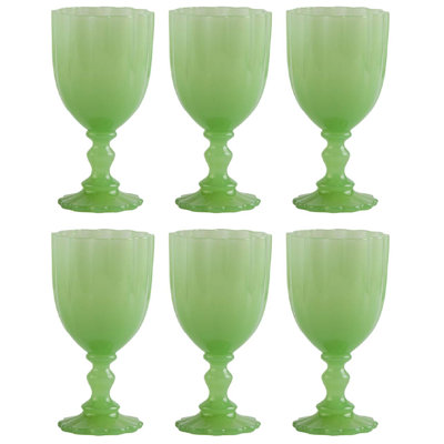 Pressed Green Milk Glass Wine Goblet