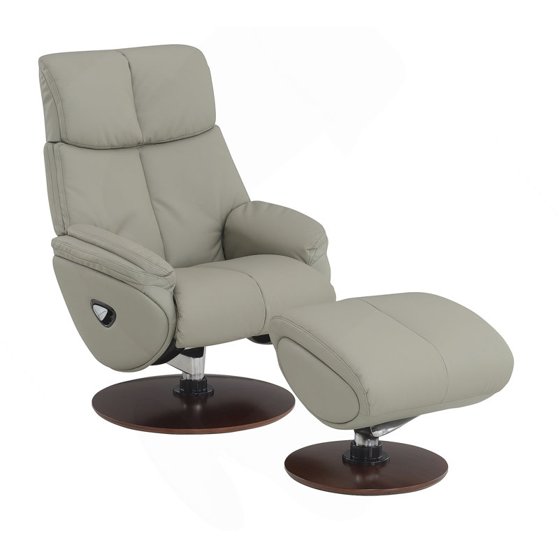 Fauteuil d'appoint en cuir fleur de qualité supérieure avec pivot et repose-pieds, avec sièges à ressorts ensachés et pieds Kd pour un confort et un style modernes