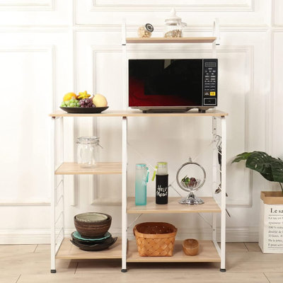 Kitchen Bakers Rack,Adjustable, Waterproof,White And Beige