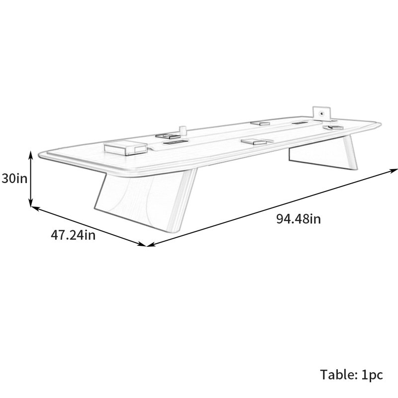Table de conférence légère et luxueuse, H 30 po x L 94,48 po x l 47,24 po