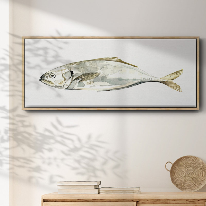 Silver Fish IV- Framed Canvas, 20" H x 50" W