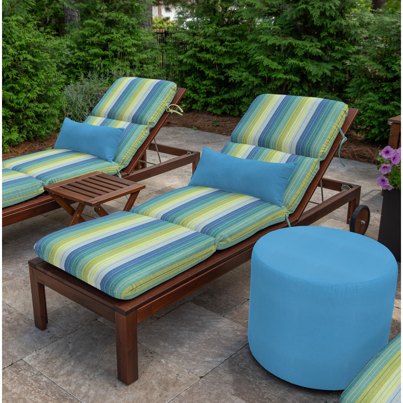 Marlowe Sunbrella® 1-Piece Outdoor Chaise Cushion, Seville Seaside Stripe Sunbrella®