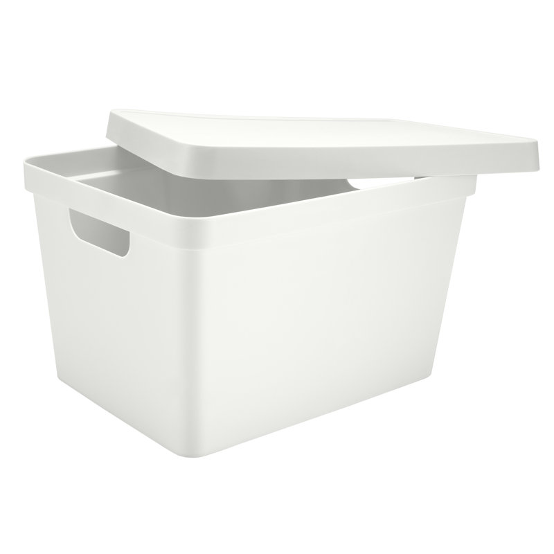 Boîte de rangement en plastique Vinto, Blanc, 8.5" H x 14.5" W x 11" D
