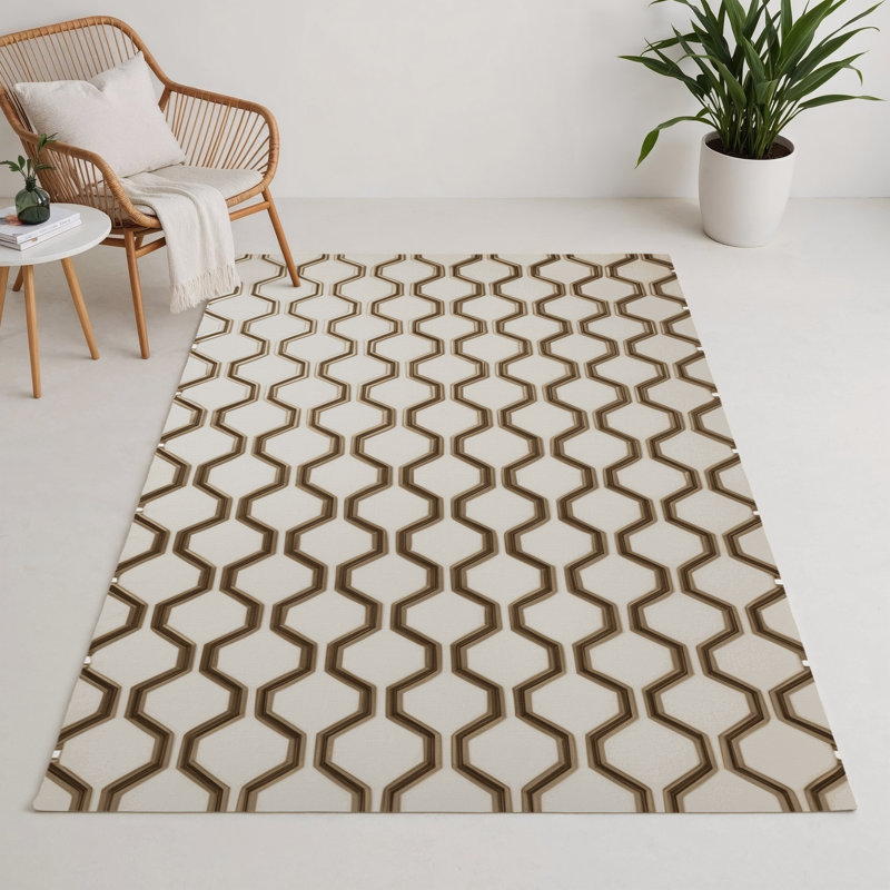 Tapis intérieur et extérieur beige Trellis, Rectangle 9 pi x 12 pi