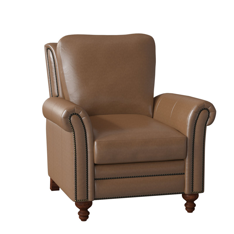 Richardson Recliner, Natural, Mahogany, Outsider Raven Genuine Leather