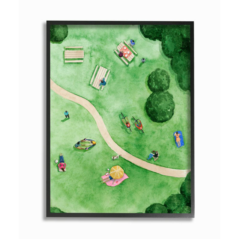 «Aérien Park Fun Watercolor Summer Friends», peinture par Grace Pop - impression d'art graphique, H 14 po x l 11 po