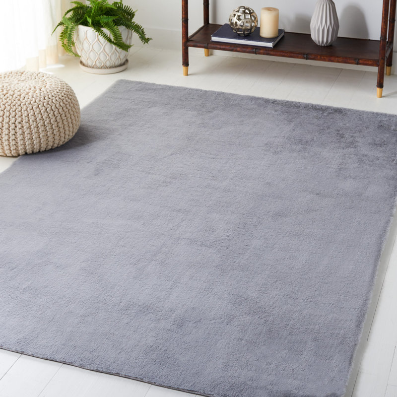 Chinda Faux Rabbit Fur Performance Machine Washable Solid Color Rug, Square 4'
