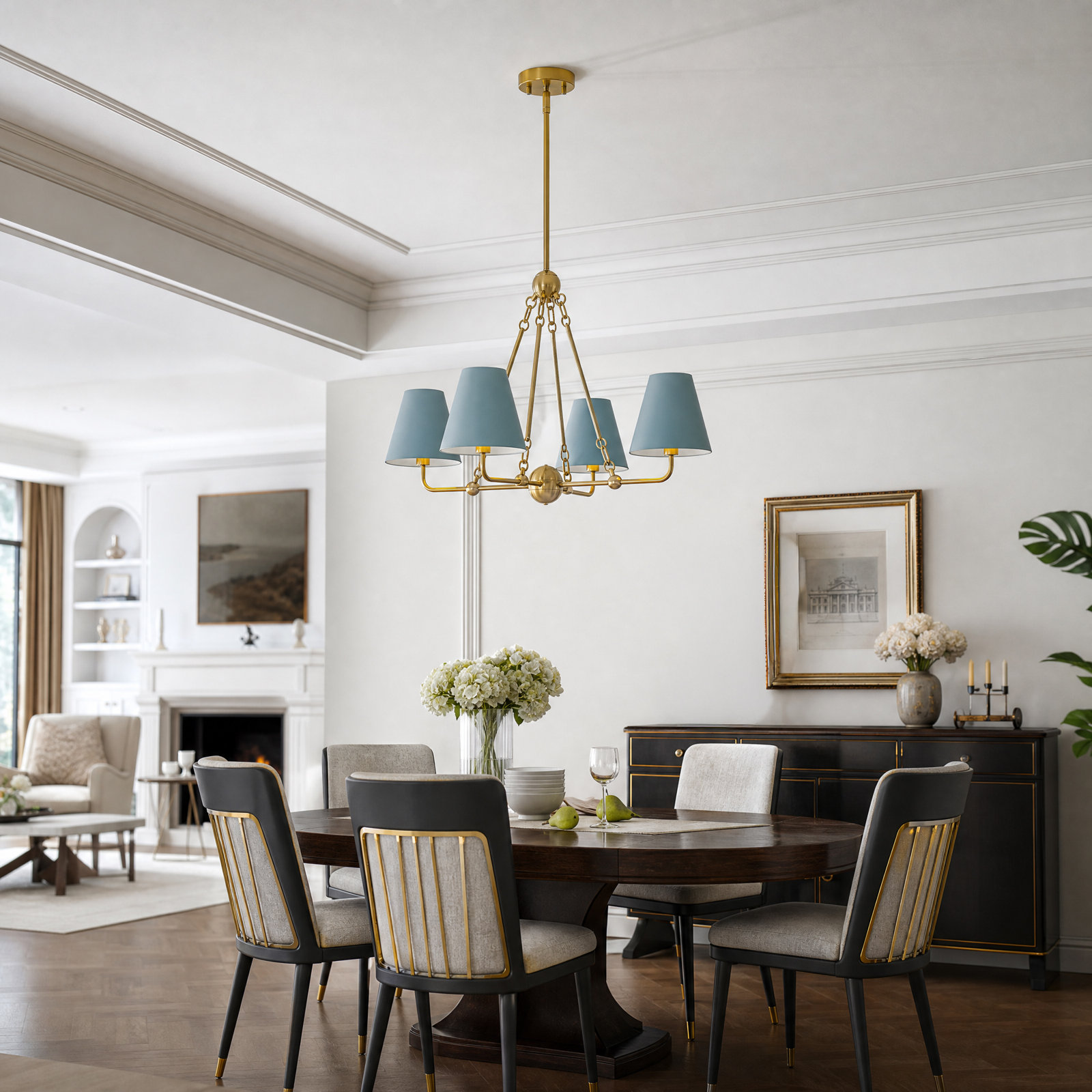 Rome 4-Light Pendant, Blue